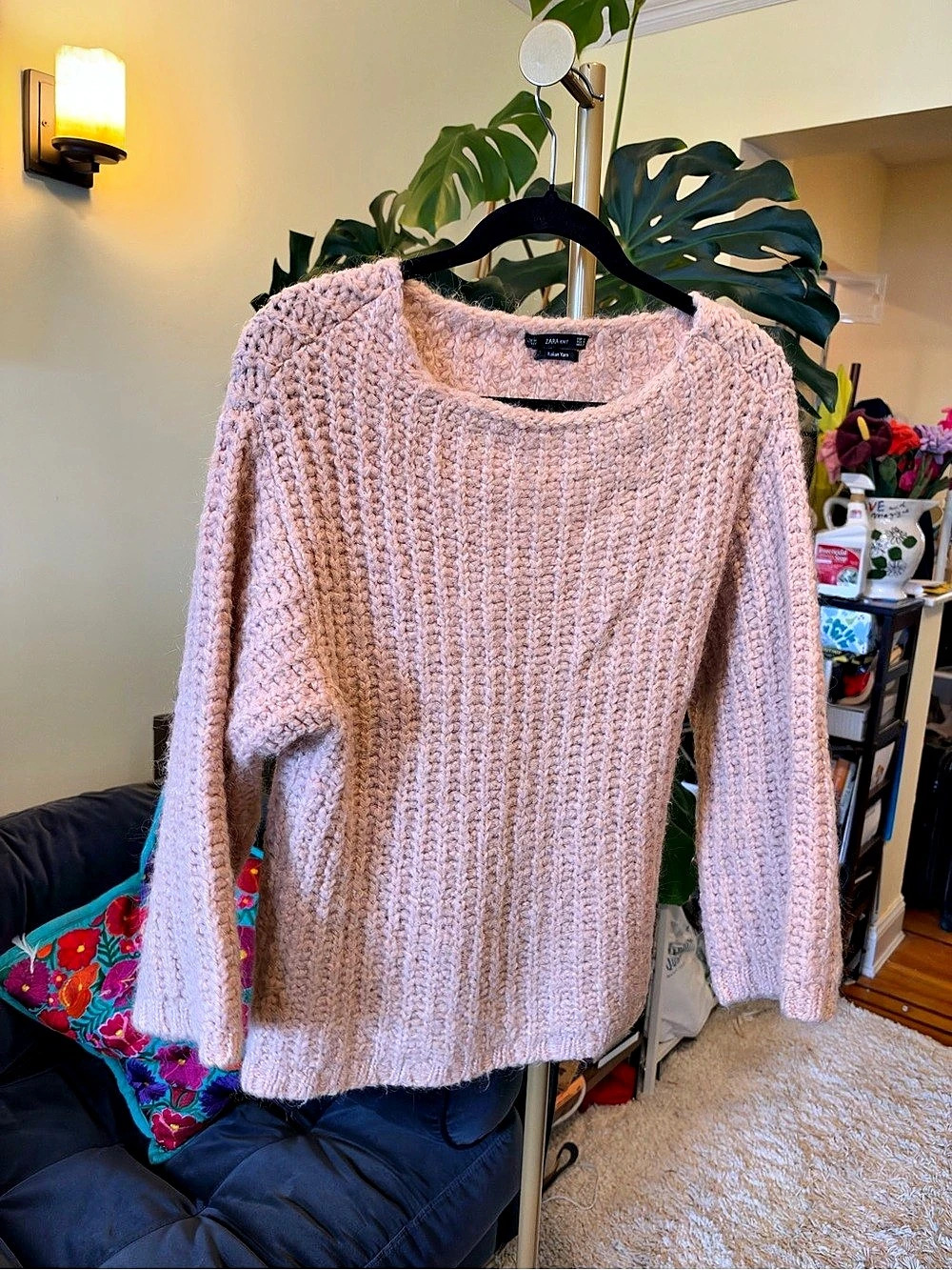 Zara "Italian Yarn" crew neck knit sweater